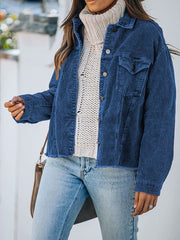 Women's Jackets Corduroy Button Loose Long Sleeve Jacket