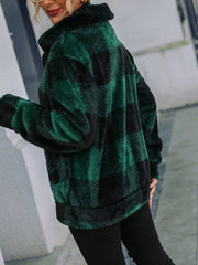 Women's Jackets Double-Face Fleece Collar Plaid Jacket