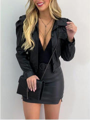 Women's Jackets Lapel Single Breasted Long Sleeve Short Jacket