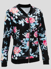 Women's Jackets Printed Zip Long Sleeve Jacket