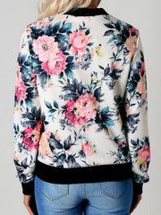 Women's Jackets Printed Zip Long Sleeve Jacket