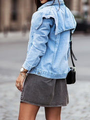 Women's Jackets Washed Button Long Sleeve Denim Jacket