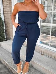 Women's Jumpsuits Bandeau Pocket Sleeveless Casual Jumpsuit