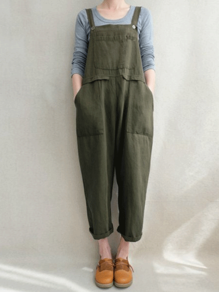 Women's Jumpsuits Fashion Pocket Suspenders Jumpsuit