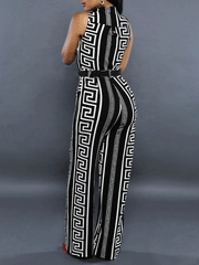 Women's Jumpsuits Fashion Printed V-Neck Button Jumpsuit