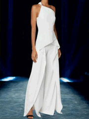 Women's Jumpsuits One-Shoulder Sleeveless Slim Fit Slit Jumpsuit