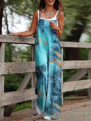 Women's Jumpsuits Printed Suspenders Wide-Leg Jumpsuit