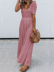 Women's Jumpsuits Round Neck Short Sleeve Casual Jumpsuit