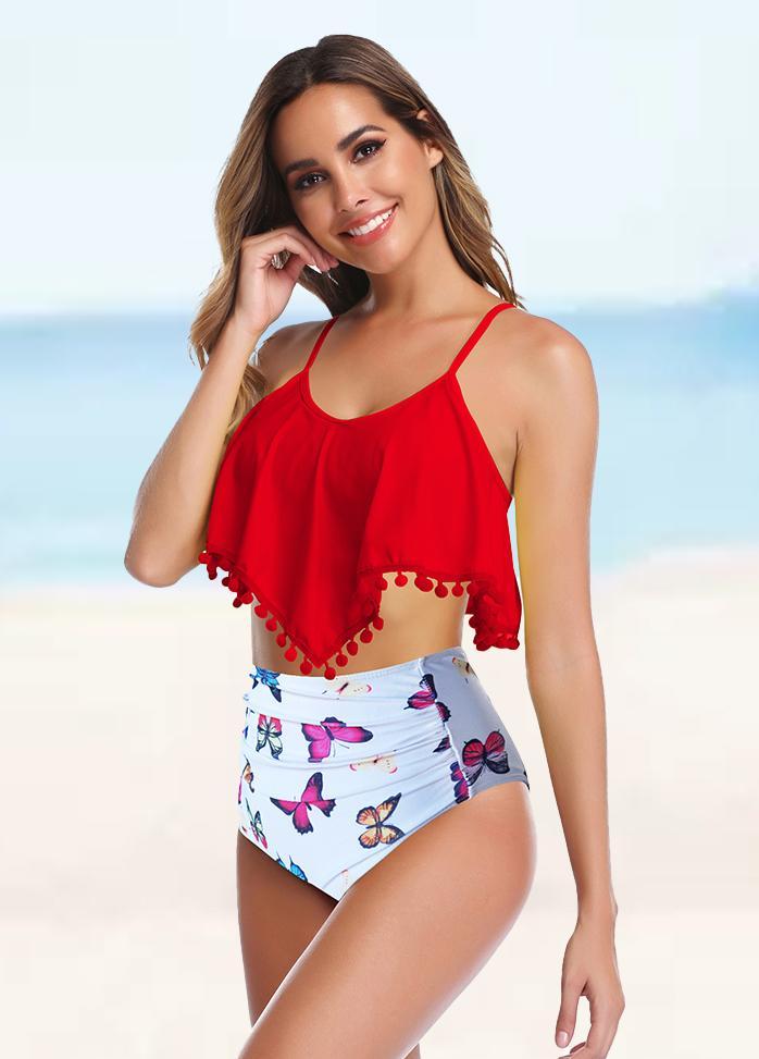 Flouncing Printed Bikini Set